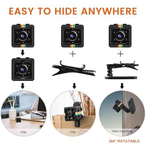 Spy Camera, No WiFi Security Camera with 32GB Memory Card,1080P FHD Small Cameras, Portable Mini Miniguard Cam with Night Vision, Motion Detection, Loop Storage, 360¡Æ Rotating Bracket