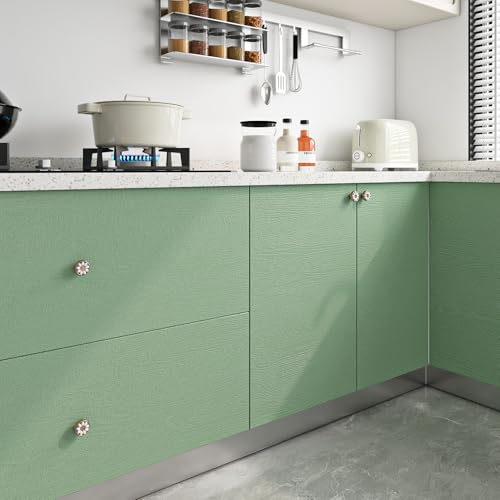 Livelynine Light Green Wood Contact Paper Peel and Stick Countertops Waterproof Desk Wallpaper Wood Grain Contact Paper for Cabinets Drawers Kitchen Cabinet Vinyl Wrap Counter top Covers 15.8x78.8
