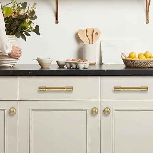 khtumeware 25 Pack Drawer Pulls 1-1/4 Inch Kitchen Cabinet Knobs Solid Round Dresser Drawer Knobs Champagne Bronze Dresser Knobs Drawer Knobs Brass Cabinet Hardware for Cupboard Drawer Pulls