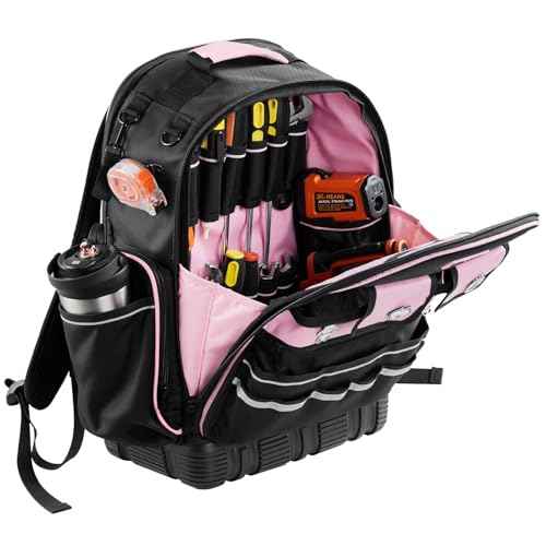 VEVOR Tool Backpack, 56 Pockets, Heavy-duty Tools Storage Organizer Work Bags Backpack with Laptop Compartment & Molded Base, Electrician Jobsite Backpack for Electrician, Repairman, and HVAC Techs