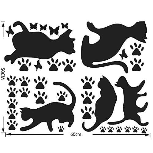 5 Pcs Black Cat Stickers Paw Patrol Party Wall Decal Butterfly Wall Decor, Removable Art Vinyl Door Decal Wallpaper for Family Bedroom Living Room Home Decorations