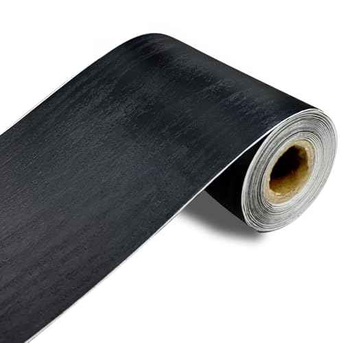 seonta Black Mirror Border Peel and Stick 4inch x 32.8ft Wood Grain Repair Tape Self Adhesive Removable Repair Wallpaper Frame for Tables, Chairs, Doors, Windows, Floors
