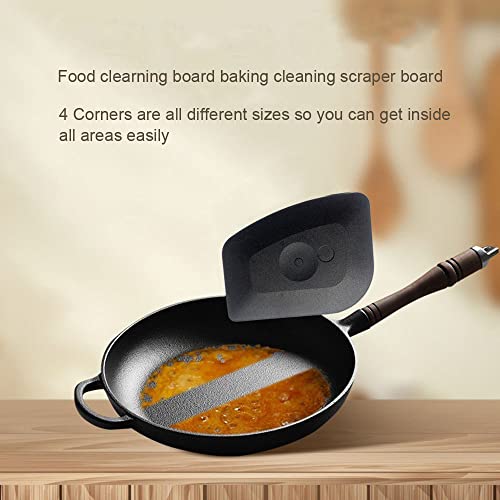 Pan Scrapers Dish Scraper Tool Set, 8Pack Cast iron Cleaner Scraper Multifunctional Scraper Polycarbonate Plastic Pan Pot Scraper, Iron Skillet Scraper Scrubber for Cleaning Grease, Kitchen (Black)