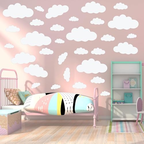 JEPELUS Cloud Wall Decals for Nursery Removable DIY Large Sticker Self Adhesive Wallpaper for Living Room Children Baby Kids Boys Girls Bedroom Home Decor Art Mural Dec