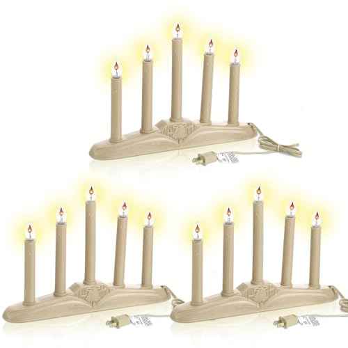 VIHOSE 4 Pack Electric Window Candles Plastic Christmas Flameless Electric Candolier with 5 Lights Indoor Waterproof LED for Yard, Garden Decoration