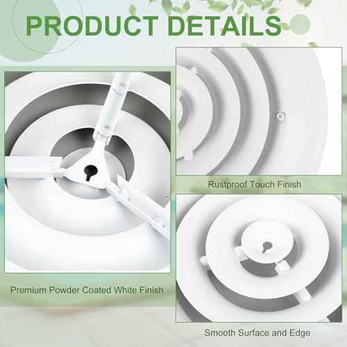 Therwen 2 Set 8 Inch Round Vent Cover Ceiling Diffuser HVAC Vent Duct Cover Replacement with Steel Butterfly Damper Fitting in 8 Inch Duct, Outer Dimensions: 12"
