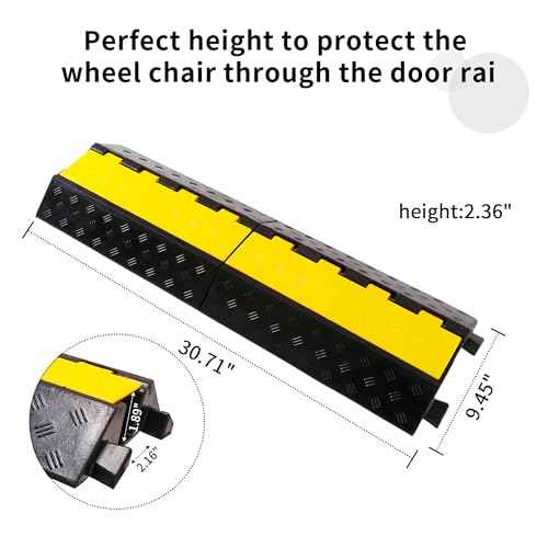Rubber Cable Ramp Cord Cover Cable Protector Ramps Wire Hose Protective 1 Channel 22000Lbs Load Capacity Traffic Speed Bump for Asphalt Concrete Gravel Driveway, 1 Pack
