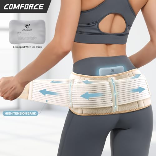 Sciatica Pain Relief Brace with Ice Pack, Widen Sacroiliac SI Joint Hip Belt for Women and Men, Back Brace for Lower Back Pain, Pelvis Support (Waist Circumference: 30-40 inches, Stretchable)