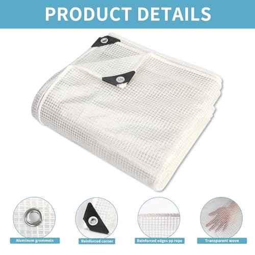 Heavy Duty Clear Tarp 16x20FT, UV Resistant, Waterproof Greenhouse Tarps with Grommets for Garden,Outdoor,Yard (10 mil)