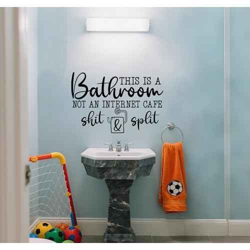 Funny Bathroom Wall Decal, Humorous Quotes This is A Bathroom Not an Internet Cafe Bath Decor Vinyl Removable Waterproof Wall Stickers for Home Decoration Lavatory Washroom