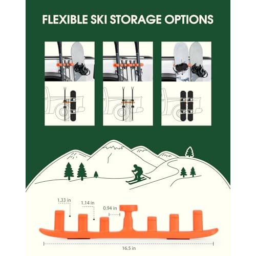 Magnetic Ski Holder for Side of Car ? Rig Strips Magnetic Snowboard Mount ? Prevent Ski and Snowboard from Tipping Over ? Protects Vehicle from Scratches - Snowboard Accessories(Orange)