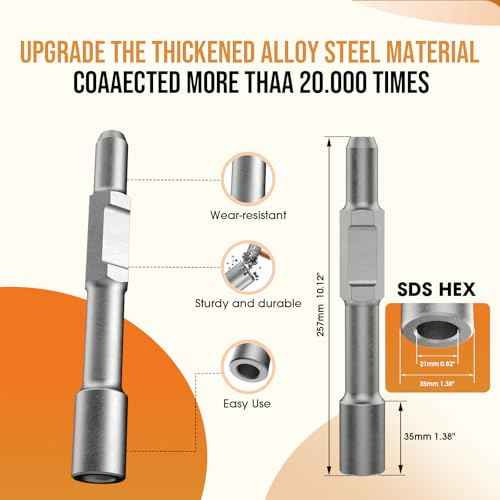 Ground Rod Driver for Hex Shank, Rotary Hammer Drill for Grounding Rod, Jack Hammer Bits Compatible with SDS-Hex Demolition, 1-3/16" Hex Shank
