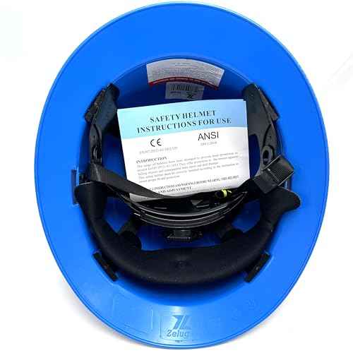 HDPE Full Brim Hard Hat, Construction Safety Helmet with Vented Holes, 6 Point Adjustable Ratchet Suspension, ?Meets ANSI/ISEA Z89.1, Water Transfer Printing