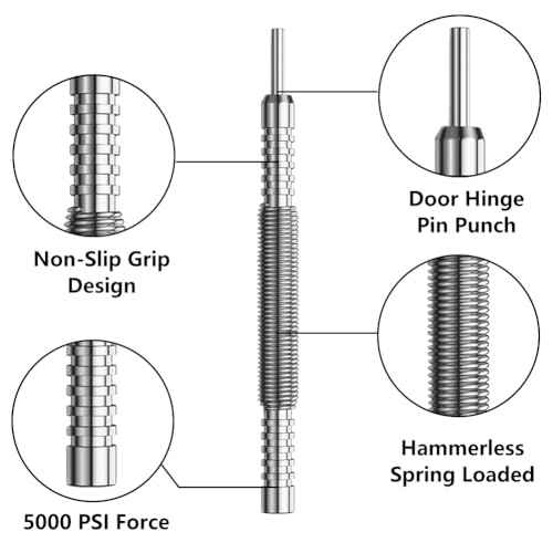 2PCS Dual Head Nail Setter and Hinge Pin Punch Set, 3/32" & 1/16" Hammerless Spring Loaded Nail Punch Tool Spring Nail Set 5000 PSI Striking Force Hinge Pin Removal Tool for Metal or Wood