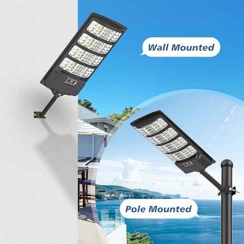 Solar Lights Outdoor Waterproof - Super Bright Solar Street Lights Outdoor Dusk to Dawn with Motion Sensor and Remote Control, Wide Angle Commercial LED Street Light IP67 Waterproof 2 Packs