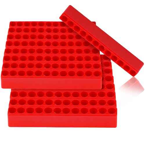 Kigley 20 Pcs 12 Holes Hex Shank Bit Holder Screwdriver Head Drill Bit Organizer Plastic Storage Case Fit for 1/4 Inch Hex Shank (Red)