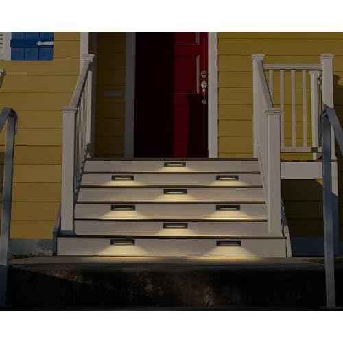 GKOLED 6 Pack LED Low Voltage Linear Step Lights, Landscape Cutoff Stair Riser Light, 2W 9-15V AC/DC 3000K Outdoor Waterproof Accent Lighting Fixtures, Die-cast Aluminum, Black Powder Coated Finish