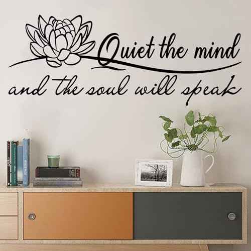 SEATUNE Yoga Pilates Wall Stickers - Inspirational Quotes Motivational Wall Decals - Bathroom Bedroom Living Room Home Vinyl Art Wall Decor - Quiet The Mind and The Soul Will Speak 23"X9"