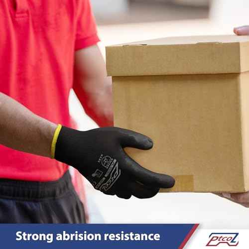 PU Coated Work Gloves -12 Pairs Bulk Pack, Excellent Grip, Seamless Knit Nylon Safety Gloves with Polyurethane Coated for Touchscreen, Lightweight, Ideal for Light Duty Work (Large)