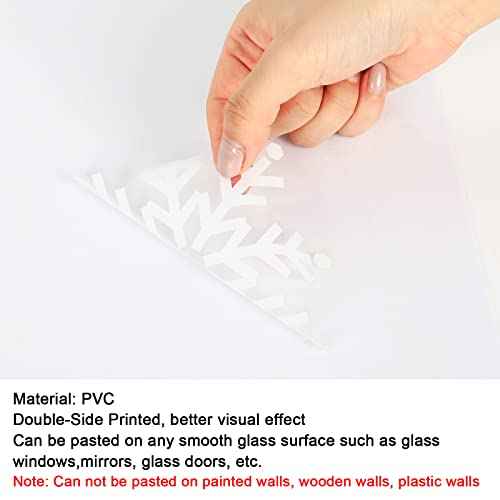 AnyDesign White Snowflake Windows Clings Christmas Window Decals 215 Pcs Winter Double-Sided Window Stickers for Xmas Winter New Year Home School Office Decoration Party Supplies, 9 Sheets