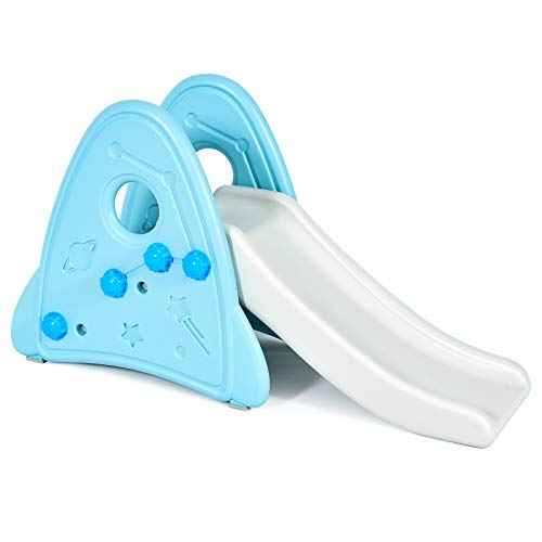 BABY JOY Kids Slide, Freestanding Baby Mini Play Climber Slide Set for Indoor Outdoors Use, Children Toy Playset with Non-Slip Widened Pedals, Suitable for 6 Month - 8 Years Baby Toddler (Blue)