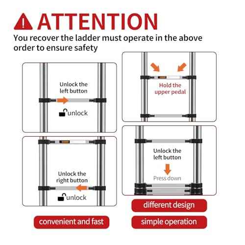 Telescoping Ladder,with Stable Hook and stabilizer barand,8.5FT Extension Ladder, Heavy Duty 330lbs Max Capacity, Multi-Purpose Collapsible Ladder for RV or Outdoor Work (2.6M/8.5FT)