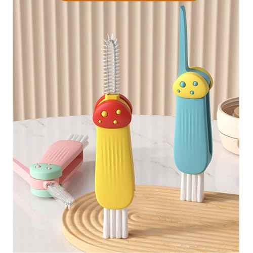 3 in 1 Cup Lid Cleaning Brush,Multifunctional Crevice Portable Cup Lid Cleaning Brush 3Pcs for Bottle Gap Tight Spaces Cup Gift (Mushroom, one Size)