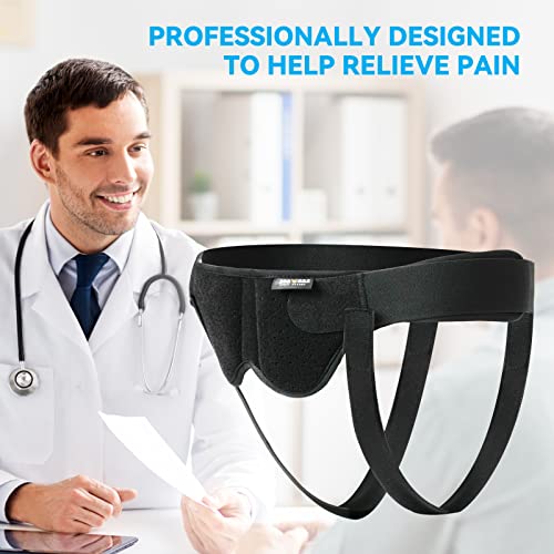 Hernia Belts for Men,Medical Hernia Guard Inguinal Truss for Single/Double,Sports Hernia Adjustable Waist Strap with 2 Removable Compression Pads (Large)