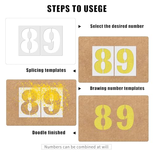 6 Inch Number Stencils Set, 0-9 Plastic Address Number Stencils Reusable Cake Digital Templates for Painting on Wall,Wood,Rock,Mailbox and DIY Art Projects