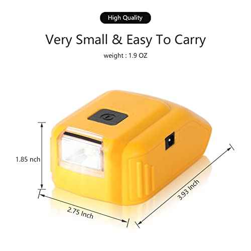 DSANKE USB Adapter Charger for Dewalt 20V Battery, Dual USB Charger & 12V DC Port & LED Work Light - Compatible with Dewalt 20V Batteries