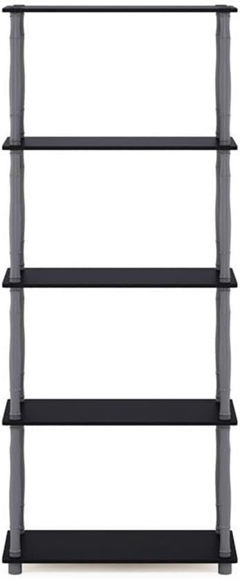 Furinno Turn-N-Tube 5-Tier Multipurpose Shelf / Display Rack / Storage Shelf / Bookshelf, Classic Tubes, Black/Grey