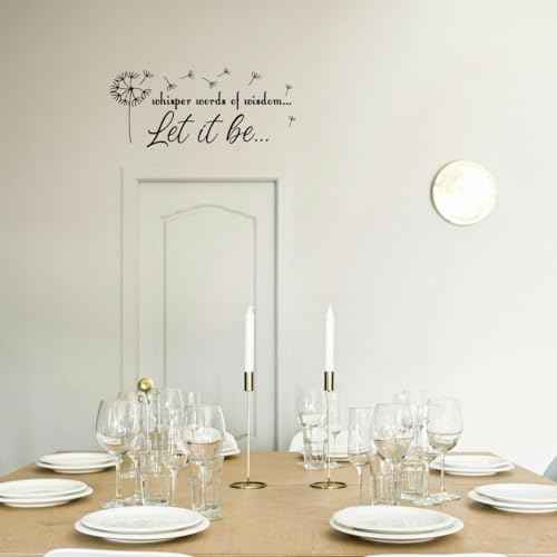 Let It Be Whisper Words of Wisdom Dandelion - Positive Quotes Pure Black Vinyl Wall Decal Art Font Motto Room Decoration