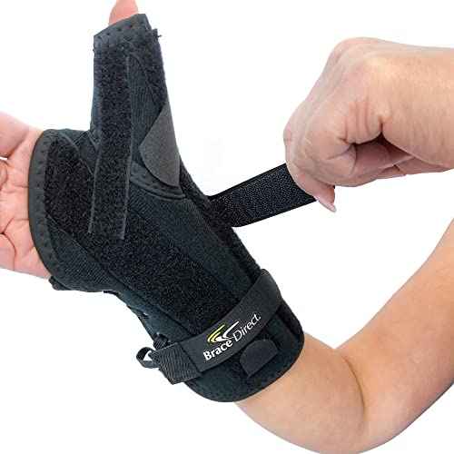 Brace Direct Wrist Brace & Thumb Spica Splint - Support for Carpal Tunnel, Arthritis, Tendonitis, Gamekeeper's Thumb, Post-Cast Recovery and De Quervain's (Right - One Size Fits All)