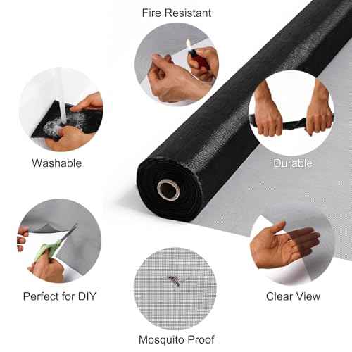 48 in x 100 ft Fiberglass Window Screen Mesh, Window Screen Replacement, Screen Door Mesh, Screen Mesh Roll, Porch Screens for Patios Outside Outdoor, Heavy Duty Window Screens for House Windows