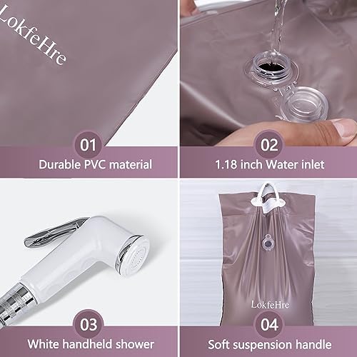 Bedside Shower Water Bag - 2.5 GL Portable Water Shower Bag For Hair Washing In Bed. Use with Inflatable Shampoo Basin, Inflatable Hair Washing Basin, Inflatable Bathtub For Elderly(Brown)