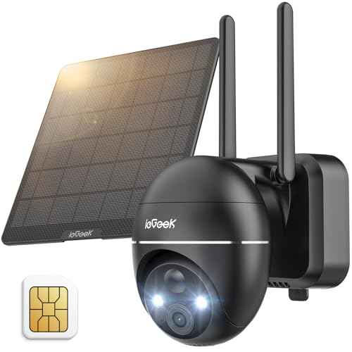 ieGeek 4G LTE Cellular Security Camera Wireless Outdoor, Solar Battery Powered Cameras for Home Surveillance, 2K Color Night Vision, 360¡ÆPTZ, 2-Way Audio, No WiFi, PIR Motion Sensor(SIM Card Included)