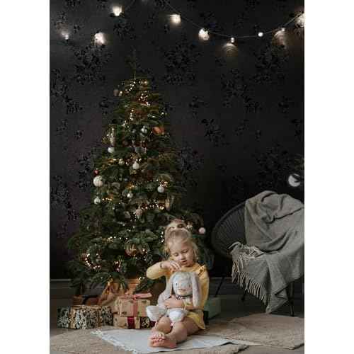 Erfoni Black Peel and Stick Wallpaper Black Floral Embossed Contact Paper 17.7inch¡¿118.1inch Removable Textured Flower Wallpaper Self Adhesive Thicken Livingroom Countertops Cabinets Wall Paper