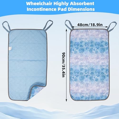 Waterproof Highly Absorbent Incontinence Wheelchair Pads for Elderly, Washable and Reusable wheelchair incontinence pads with Two Loop Handles 35" x 18" for Most Wheel Chair, Wheelchair Accessories
