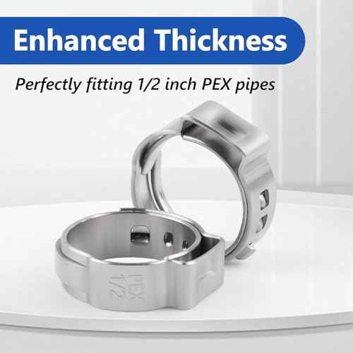 1/2 inch Pex Clamps 250pcs Pex Crimp Rings Single Ear Hose Clamps Stainless Steel Pex Fittings Cinch Clamp Ring for PEX Pipe Tubing