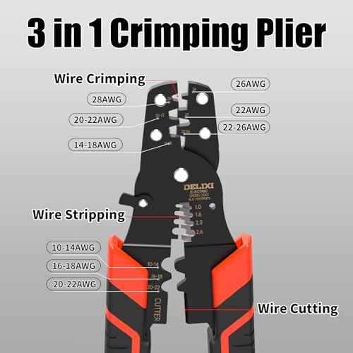 Crimping Tool with Stripper & Terminal Crimper, Multifunctional Wire Crimping Tool for AWG 28-10 Wires and 1.0-2.6 mm©÷ Cable Stripping, Perfect for Network Engineers, DIY Enthusiasts