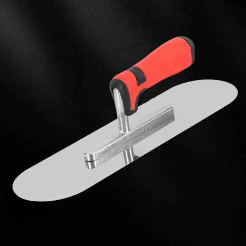 Concrete Tools Stainless Steel Pool Trowel, 10" x 3" Masonry Hand Tool with Soft Grip Handle, Lightweight, Plastering Trowel for Drywall Plastering Construction, Round End (Small:10"L x 3"W)