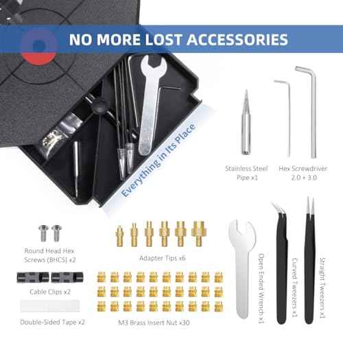 Vertical Heat Set Insert Tool Pressing Machine with 90W Soldering Iron, Heat Set Tips M2-M8, 30PCS Brass Nuts Threaded Inserts for 3D Printed Part
