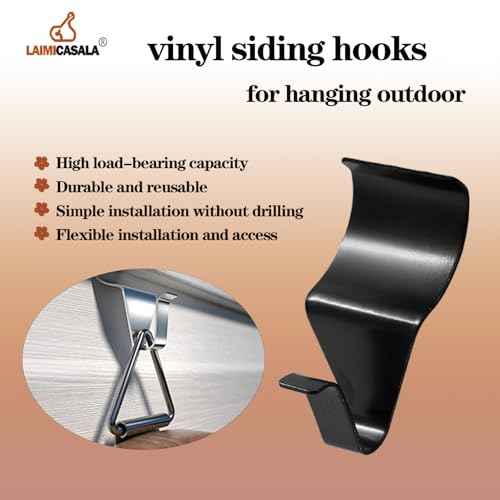 30 Pack Durable Vinyl Siding Hooks, Easy Install No-Nail Stainless Steel Hangers, No Hole Siding Hanging Hanger for Home and Garden Use