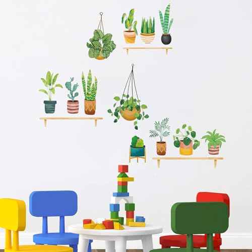 Generic Green Potted Plants Window Clings Wall Decals Peel and Stick Plants Wall Decal Stickers for Bedroom Living Room Wall Stickers Nursery Office Apartment Wall Decor 481