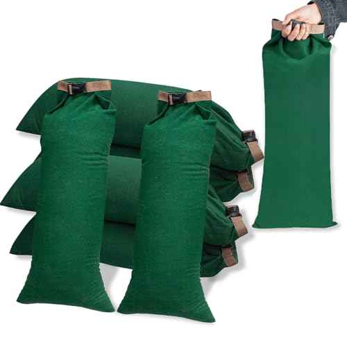 6 Pack Flood Water Barrier Sand Bags,Thickened Long Canvas Flood Protection Sandbags,Winter Bags for Swimming Pool Covers,Reusable Quick Flood Barrier for Home Flood Control
