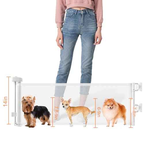 Pet Gates 14" H Short Dog Puppy Gate, Retractable Dog Gates Extends to 59 Inches for Stairs & Doorways Hallways (Drilling Required)