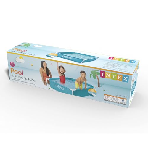 Intex 4 Foot x 12 Inch Miniature Durable Vinyl Outdoor Above Ground Frame Kiddie Swimming and Teaching Baby Pool for Ages 3 and Up, Blue