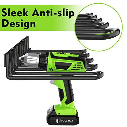 2 Pack Power Tool Organzier Wall Mount, Thicked Heavy Duty Drill Holder, Drill Storage Rack Organizer for Dewalt Milwaukee Ryobi Cordless Tools