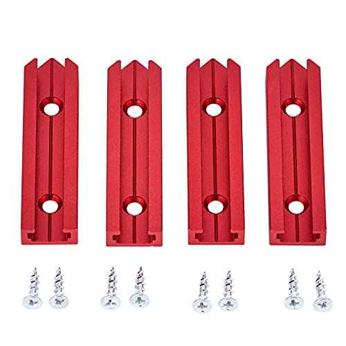 T Track 3" Intersection Kit with Wood Screws-Double Cut Profile Universal T-Track with Predrilled Mounting Holes - Woodworking-Fine Sandblast Anodized-Red Color-4PK