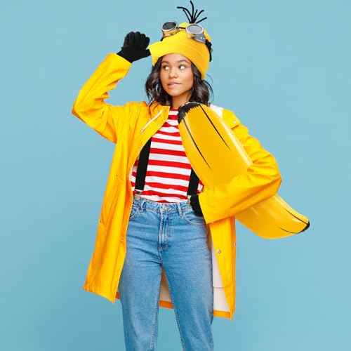 7 Pcs Halloween Costume Accessories for Adult, Beanie Goggles Banana Suspenders Gloves Socks for Cosplay(Yellow)